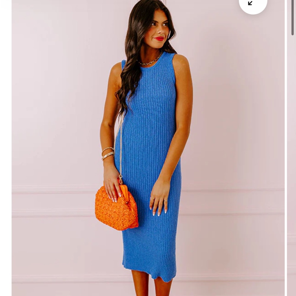 The Workshop Blue Knit Midi Dress